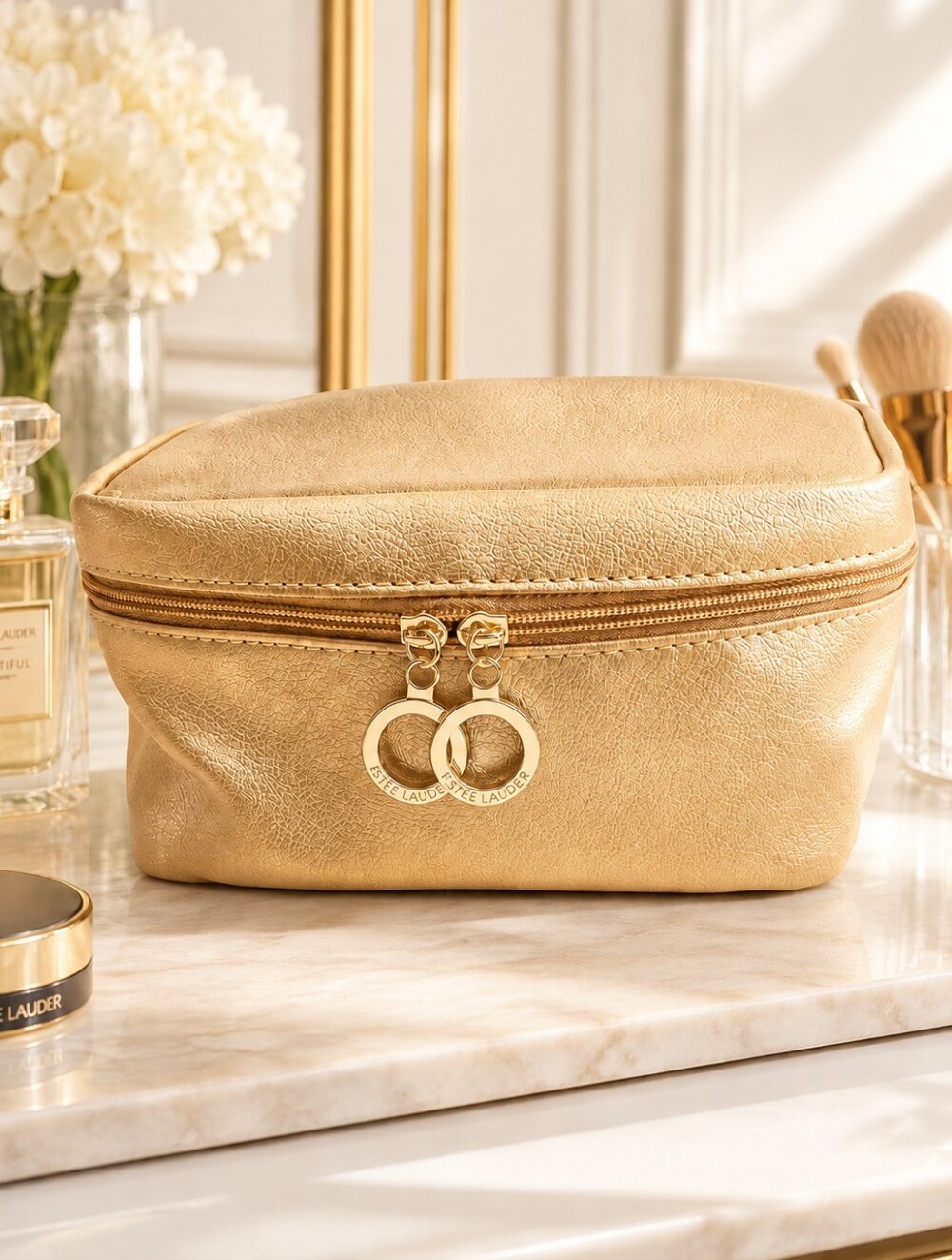 Estee Lauder Shimmering Gold Travel Cosmetic Pouch